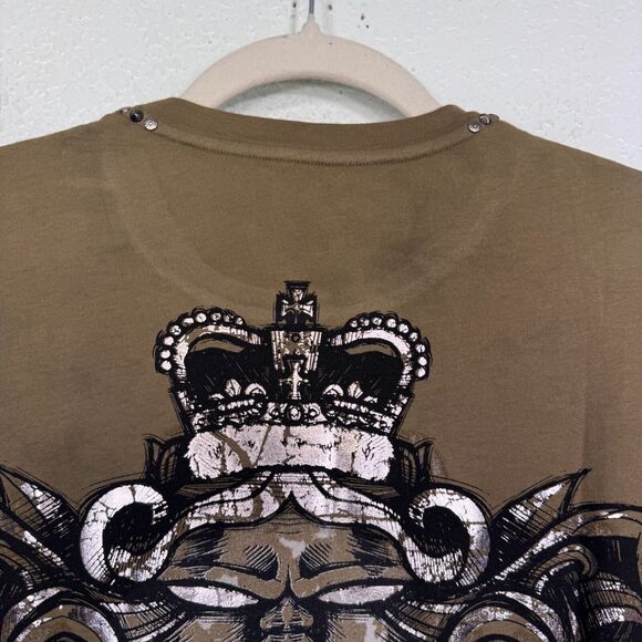 Konquest Shirt Mens Large King Skull Metallic Tee Tshirt Y2K Grunge Goth NEW - Picture 8 of 12